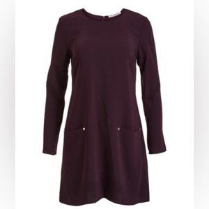 Amanda Uprichard Black Cherry plumb Front-Pocket Kenmare Shift Dress size small